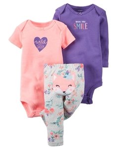 Conjunto 3 piezas zorrita fluo talle 6 meses