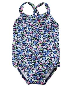 Malla entera floreada con protección UPF 50 talle 6-9 meses