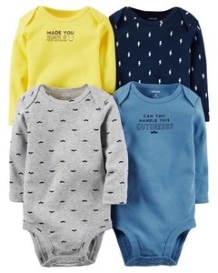 Pack de 4 bodies mangas largas talle Recién Nacido