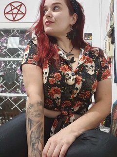 Cropped Skull Black - CAF01 - Lady Snake Rock Wear