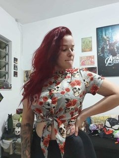 Cropped Skull Grey - CAF09 - Lady Snake Rock Wear
