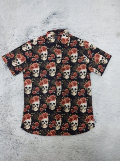 Camisa Skull Flowers Red - CAM14