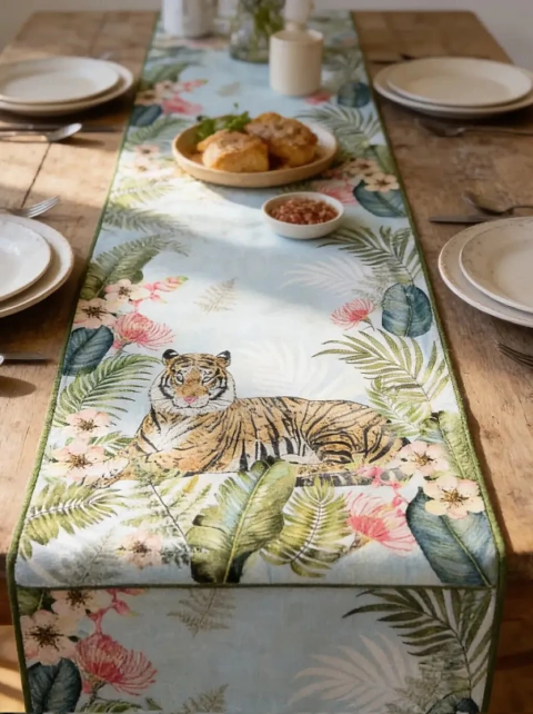 MESA-1040- CAMINO BORDADO TIGRE - 184 X 40 IMPORTADO