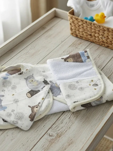 TOALLON PARA BEBE CON CAPUCHA, BABERO Y BABITA MUCHOS ESTAMPADOS - comprar online