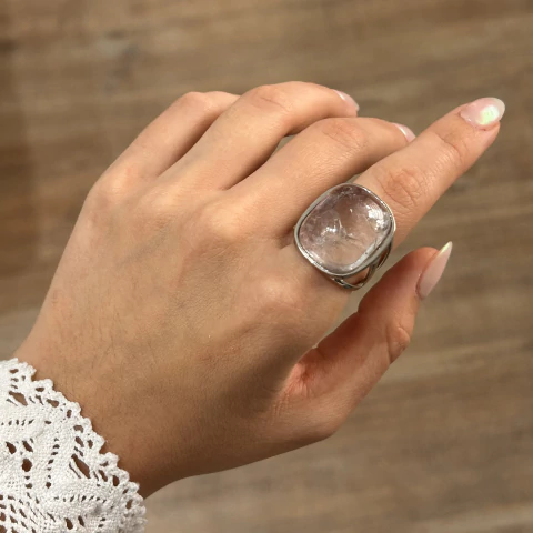 Anillo Piedra Natural Cuadrado
