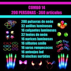 Combo 14 de cotillón luminoso para 200 personas