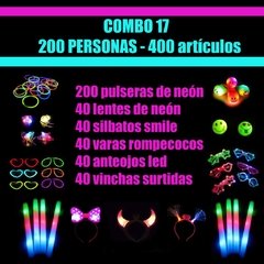 Combo 17 de cotillón luminoso para 200 personas