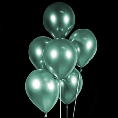 Globo cromado 10" color verde x 6 unidades