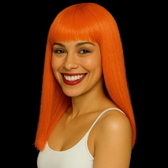 Peluca larga lacia color naranja