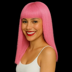 Peluca larga lacia color rosa