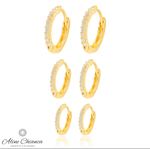 Trio argolinhas ouro18k