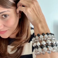 ALEGRIANA SILVER + BLACK - SET BRAZALETE + AROS - tienda online