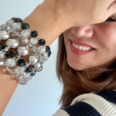 ALEGRIANA SILVER + BLACK - SET BRAZALETE + AROS - comprar online