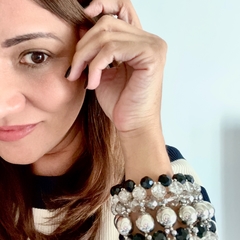 ALEGRIANA SILVER + BLACK - SET BRAZALETE + AROS - Mela 