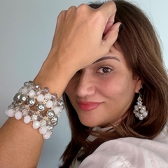 Imagen de ALEGRIANA SILVER & WHITE - SET BRAZALETE + AROS