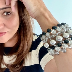 ALEGRIANA SILVER + BLACK - SET BRAZALETE + AROS - comprar online