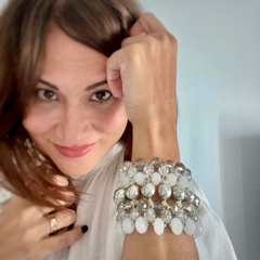 ALEGRIANA SILVER & WHITE - SET BRAZALETE + AROS