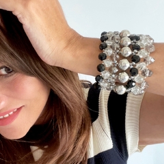 ALEGRIANA SILVER + BLACK - SET BRAZALETE + AROS