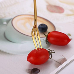 Mini Tenedor Hojas Gold postre, picadas Set X 6 Acero Dorado - Cocina Brillante