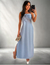 Vestido Chique Longo Liso Com Flor No Busto