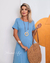 Vestido Elegante Midi Manga Curta Rodado - loja online
