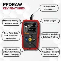 Monitor Voltaje Batería Y Consumo Parásito De Energía X Obd2 PPDRAW POWER PROBE - AYR Tools