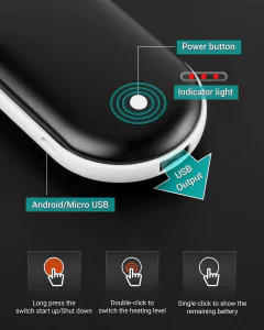 Calienta Manos Recargable Usb 3 Temp 40/50/60 Grados 8hs KTI - tienda online