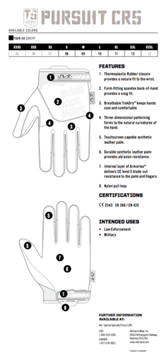 GUANTES TACTICOS PURSUIT NEGROS MECHANIX TAMAÑO XL - AYR Tools