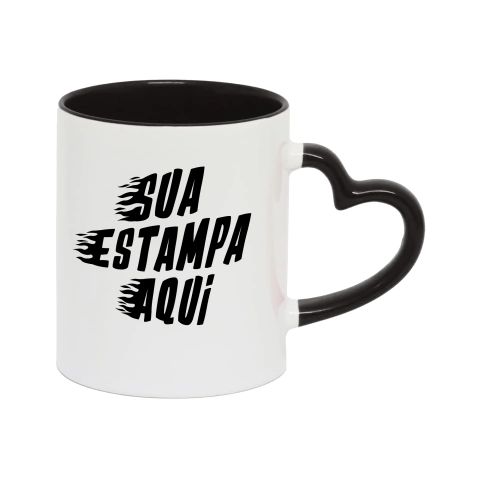 Caneca Cerâmica Alça Coração Diversas Cores - comprar online
