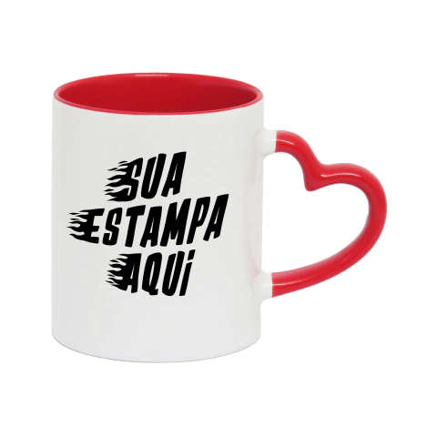 Caneca Cerâmica Alça Coração Diversas Cores - loja online