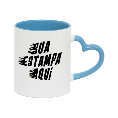 Caneca Cerâmica Alça Coração Diversas Cores - loja online