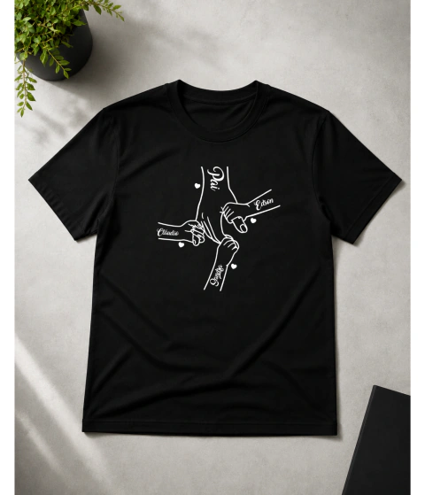 Imagem do Camisa Camiseta Preta Dia Dos Pais Mãos Dadas Pai e Filho