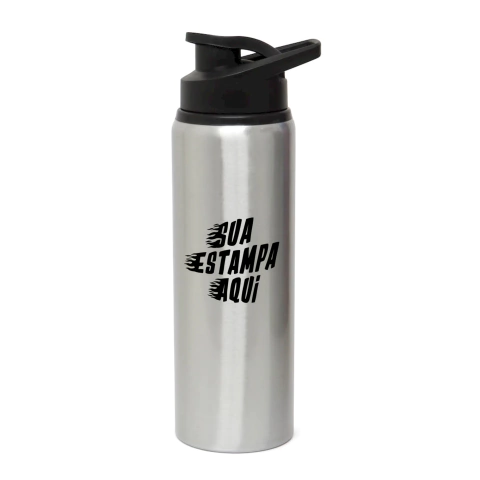 Squeeze 750ml Prata Ou Branca em Alumínio - Arte e Criação Camisetas, Canecas Personalizados