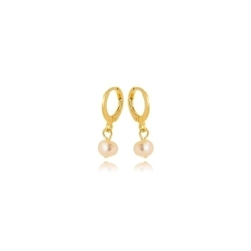 Brinco Argola Pingente Pérola Dourado