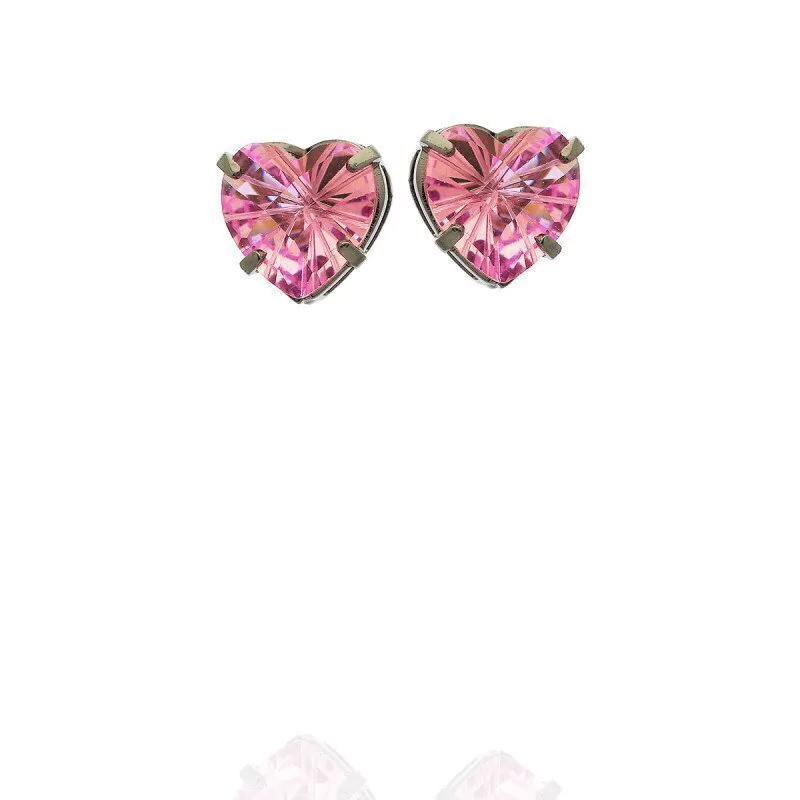 Brinco Aurora Boreal Coração Zircônia Rosa