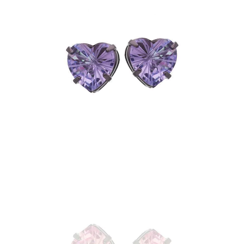 Brinco Aurora Boreal Coração Zircônia Violeta