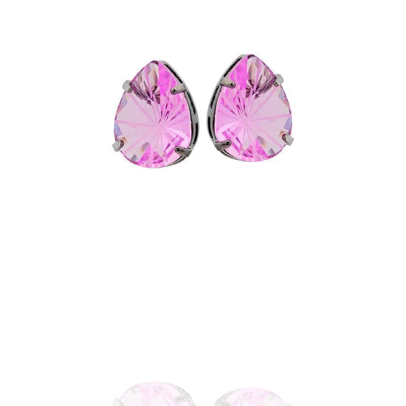 Brinco Aurora Boreal Gota Zircônia Raiada Rosa