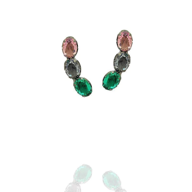 Brinco Ear Cuff Aurora Boreal Zircônia Oval