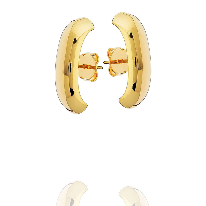 Brinco Ear Hook Grosso Liso Dourado
