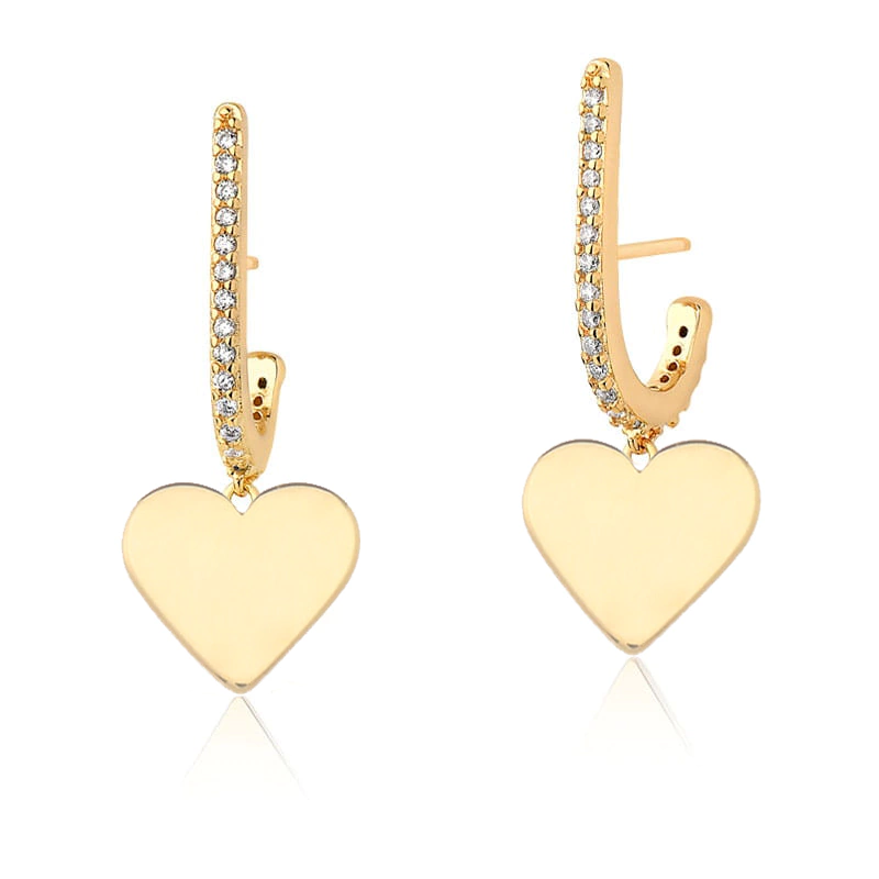 Brinco Felicidade Ear Hook Pingente Coração Dourado