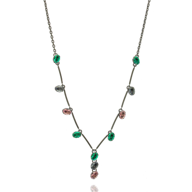 Colar Aurora Boreal Zircônia Oval