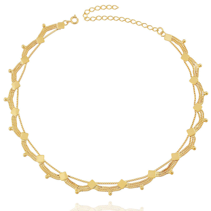 Colar Indian Quadrados Dourado