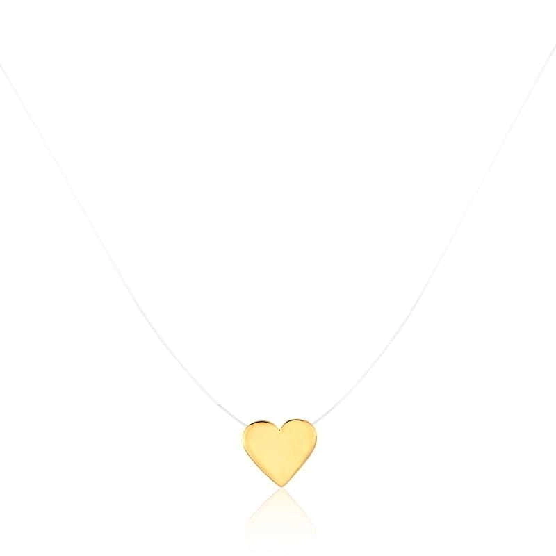Colar Nylon Pingente Coração Dourado
