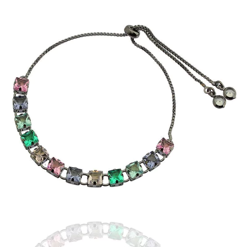 Pulseira Regulável Aurora Boreal Zircônia Quadrada