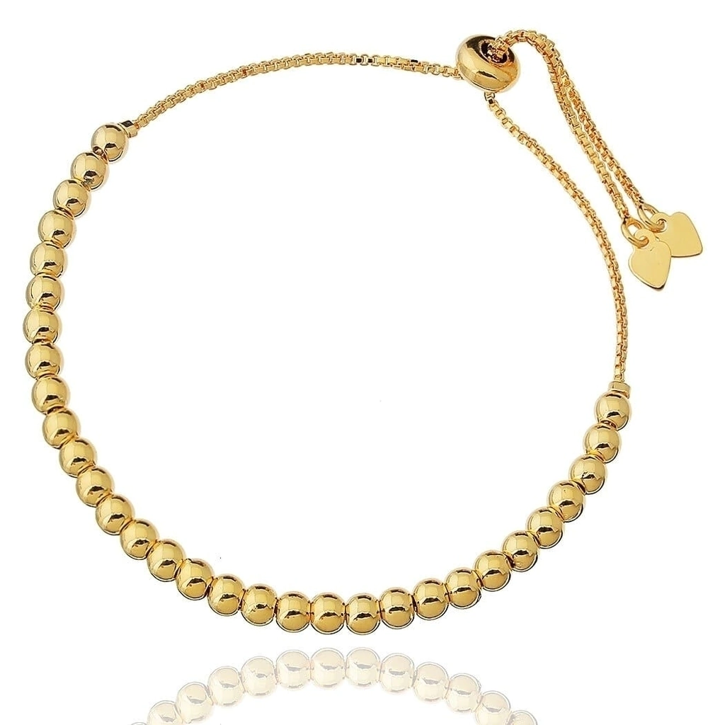 Pulseira Bolas Regulável Dourada