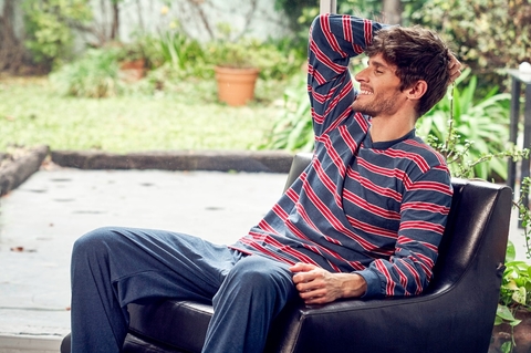 PIJAMA DE HOMBRE BUZO ULTRA SOFT RAYADO 100% ALG MANGA LARGA PANTALON LARGO (24.256)