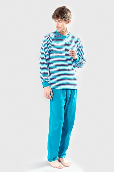 PIJAMA DE HOMBRE BUZO JUVENENARGA RAYADO 100% ALGODON (24.257)