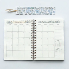 Agenda Semana a la Vista "Floral Blue" Formato Vertical - C2designs