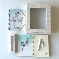 Set Caja Chica: Cuaderno Piruette+ Ball Pen Bailarina + Caja - tienda online