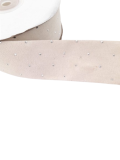 Fita Importada Camurça c/ Strass 38mm metro - Lacinhos de Fita